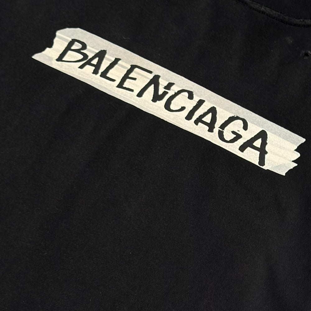 Men's Masking Tape T-shirt Oversized in Faded Black