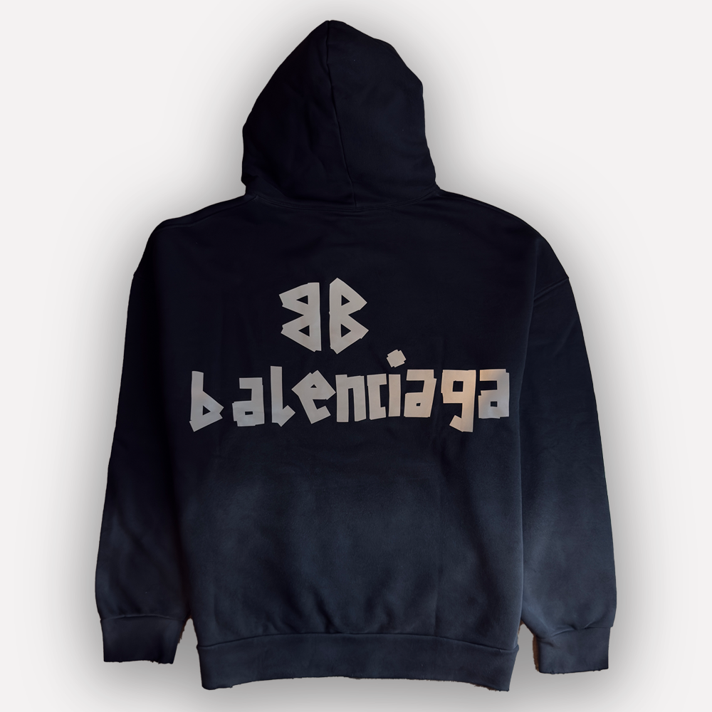 BALENCIAGA Black Faded Oversized Hoodie