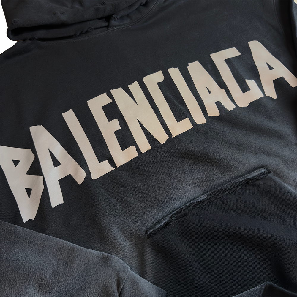 BALENCIAGA Black Faded Oversized Hoodie