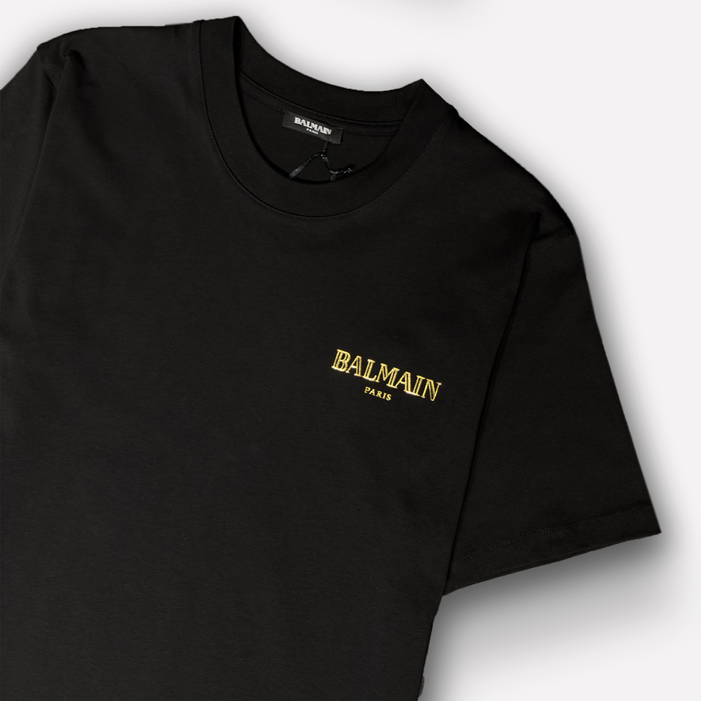 BALMAIN Paris T-Shirt With Gold Logo