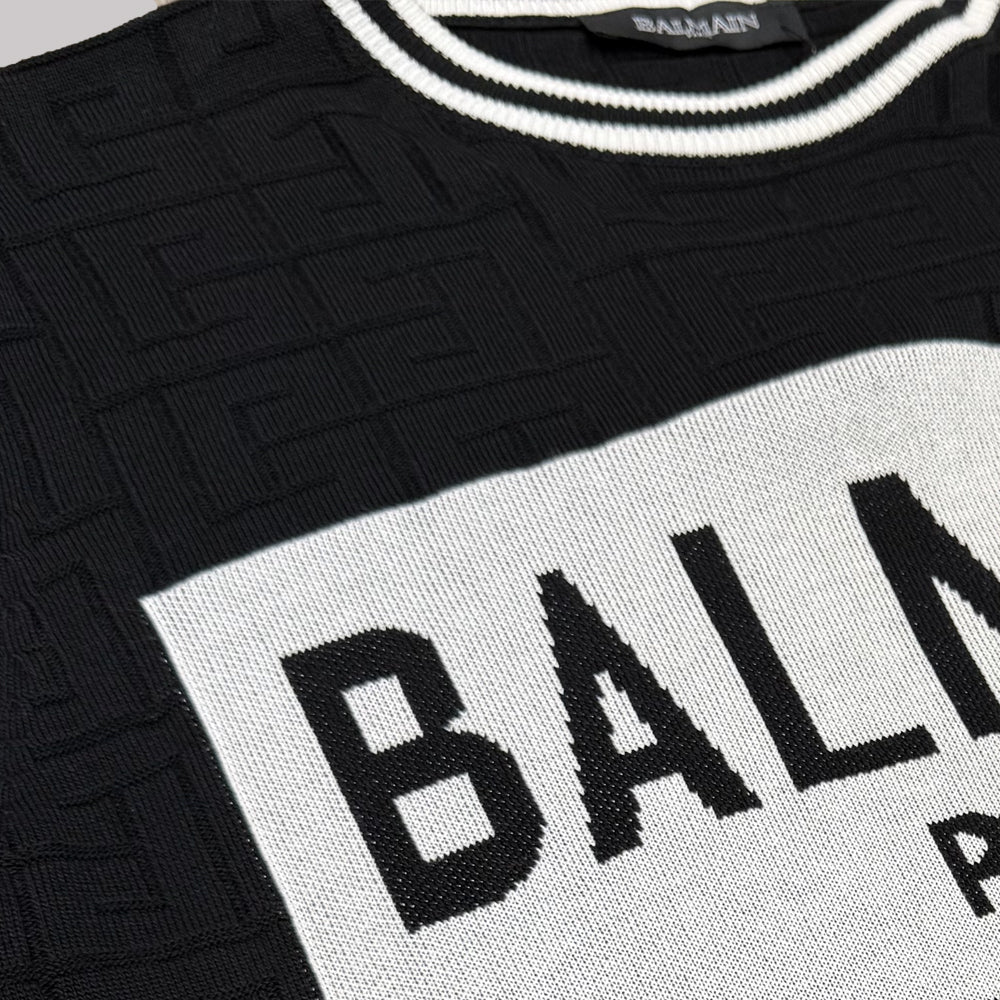 BALMAIN Short-Sleeved Cotton Crewneck Knitwear