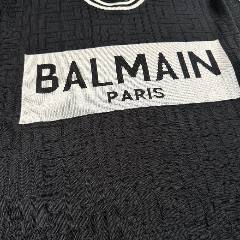 BALMAIN Short-Sleeved Cotton Crewneck Knitwear