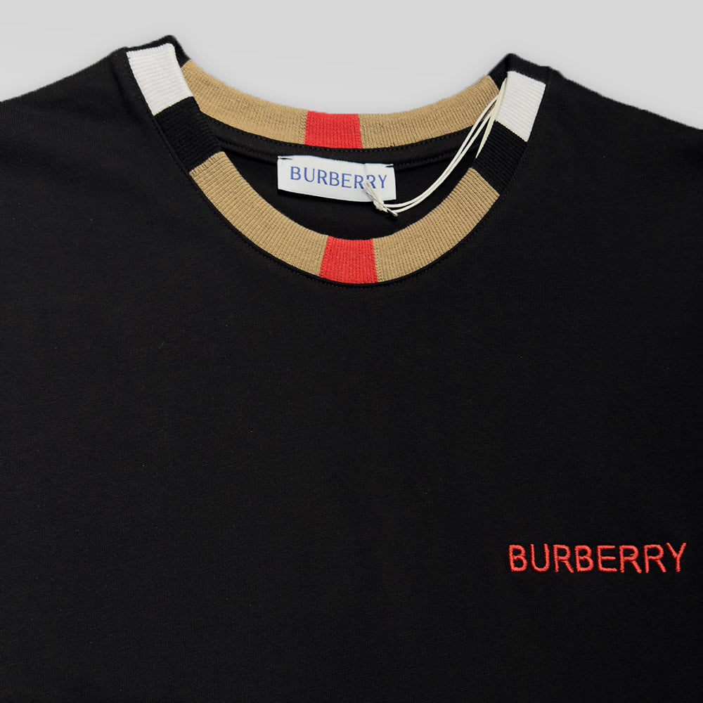 BURBERRY Icon Stripe Trim Cotton T-shirt