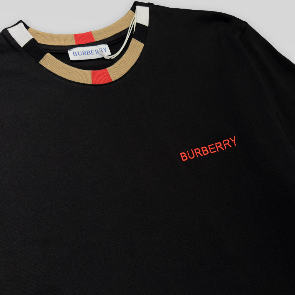 BURBERRY Icon Stripe Trim Cotton T-shirt