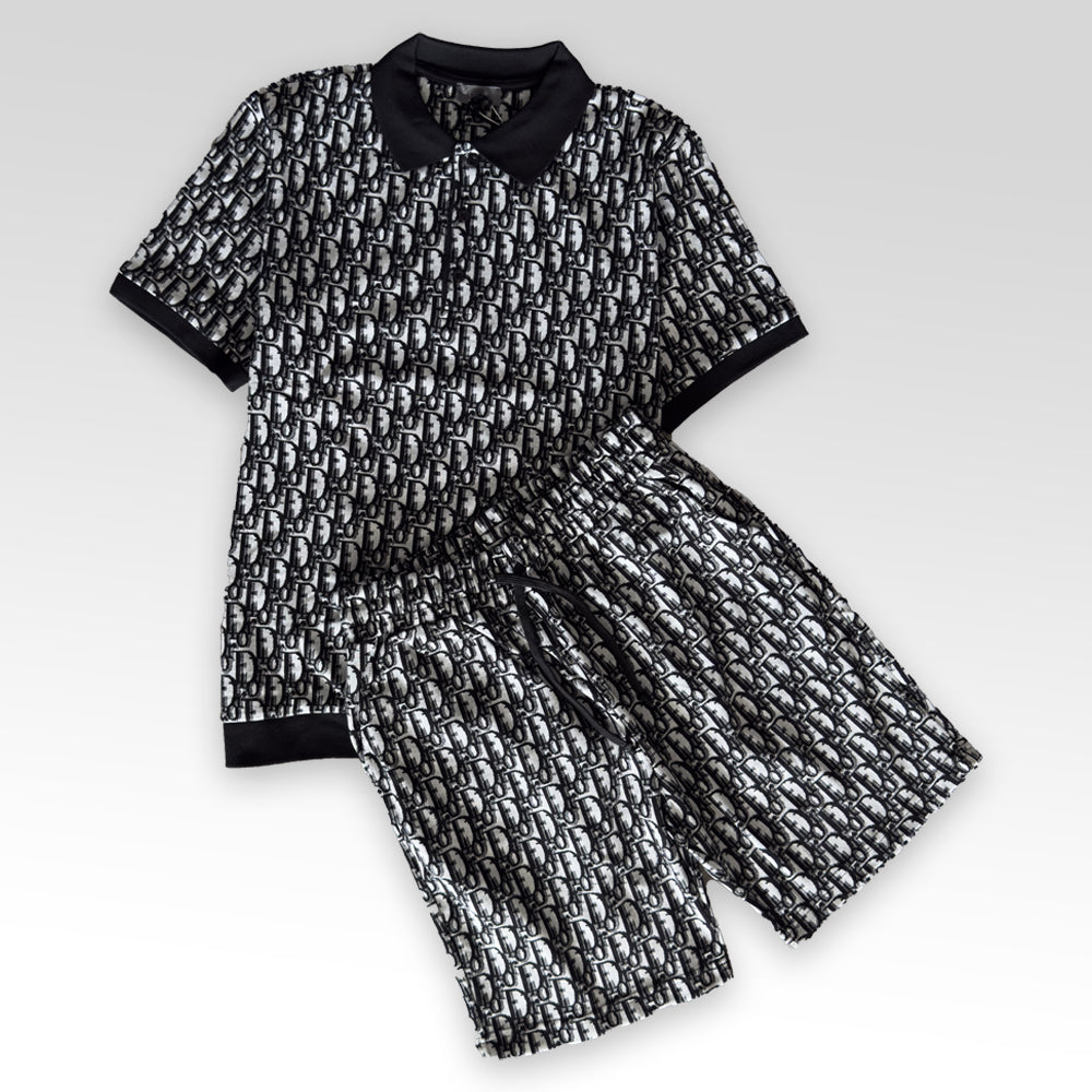 DIOR Oblique Polo Shirt-Short Set