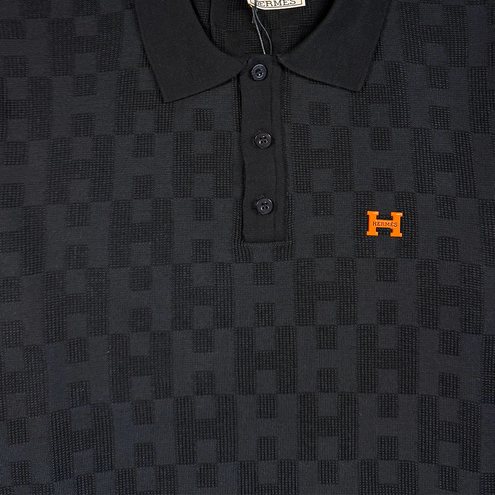 HERMES Jacquard Knit Polo Shirt