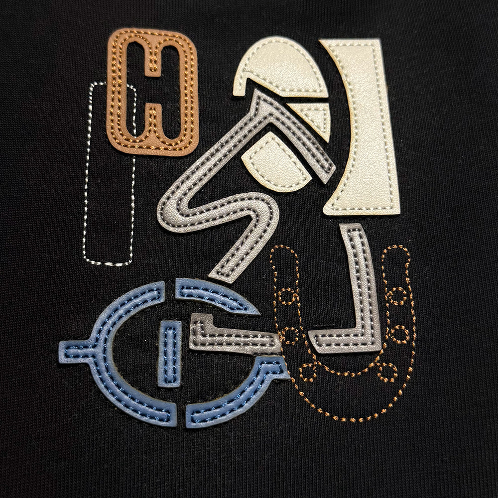 HERMES "H Puzzle" T-shirt With Leather Detail