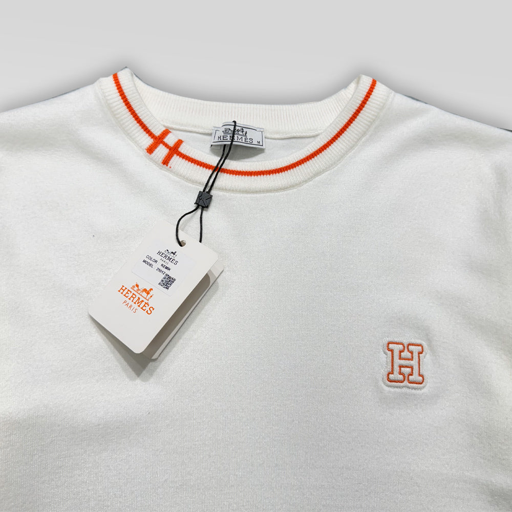 HERMES Cotton Crewneck Knit T-Shirt