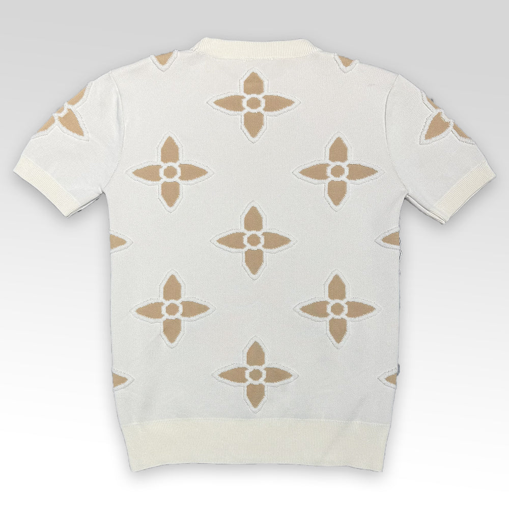 LV Short-Sleeved Cotton Crewneck Knitwear