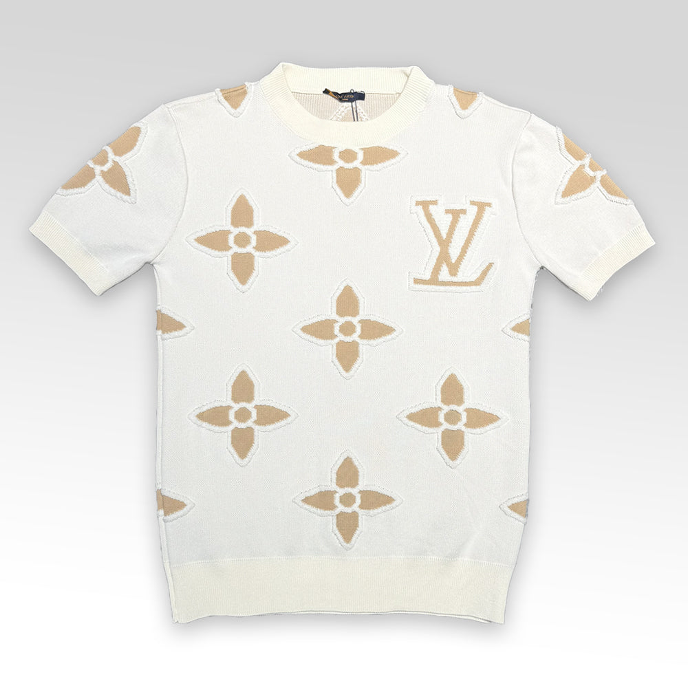 LV Short-Sleeved Cotton Crewneck Knitwear