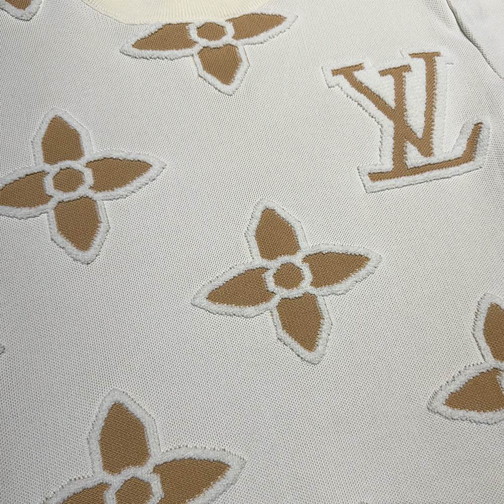 LV Short-Sleeved Cotton Crewneck Knitwear
