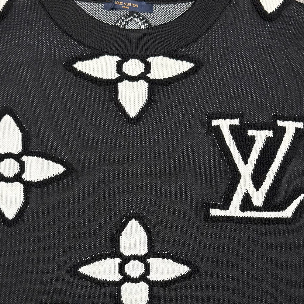 LV Short-Sleeved Cotton Crewneck Knitwear