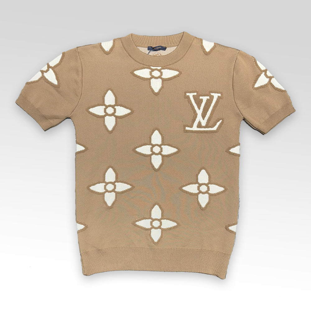 LV Short-Sleeved Cotton Crewneck Knitwear