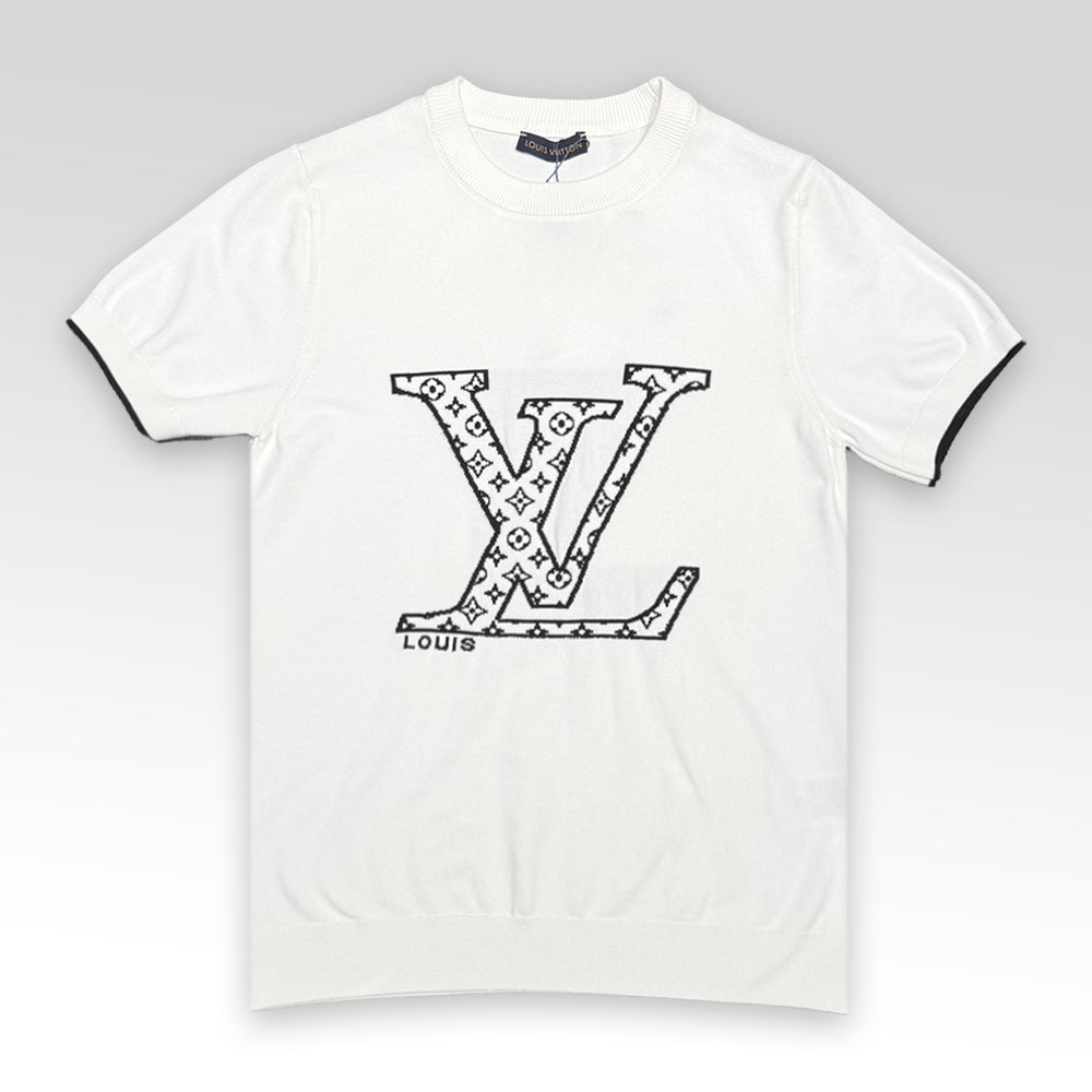LV Short-Sleeved Cotton Crewneck Knitwear