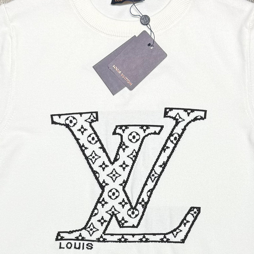 LV Short-Sleeved Cotton Crewneck Knitwear