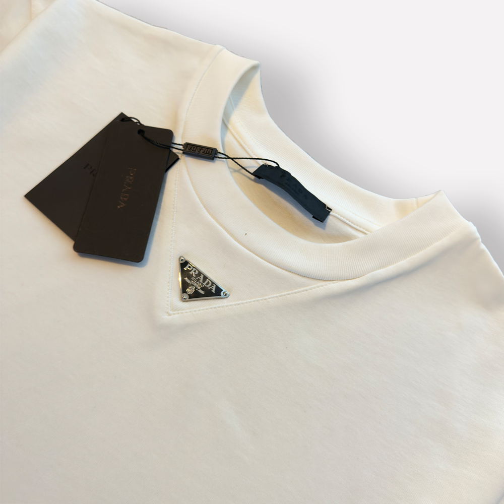 PRADA Metal Triangle Logo T-shirt