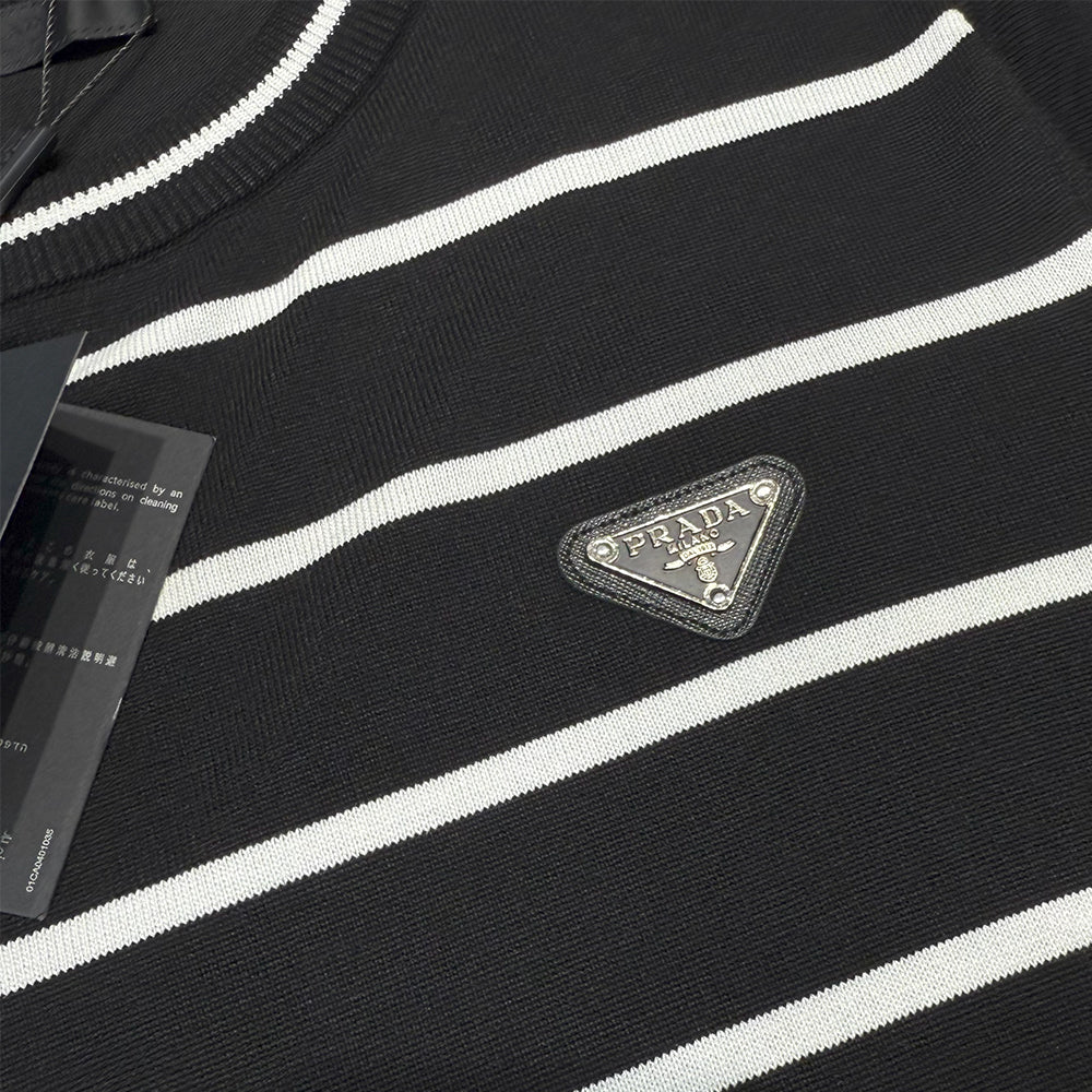 PRADA Metal Triangle Logo Knit T-shirt