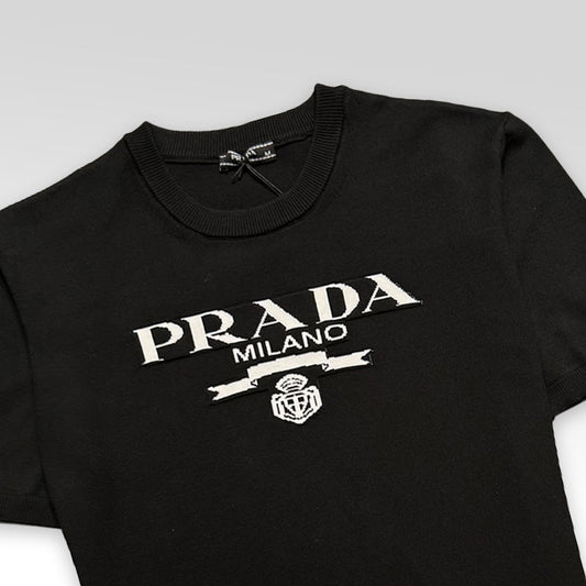 Short-Sleeved Cotton Crewneck Knitwear