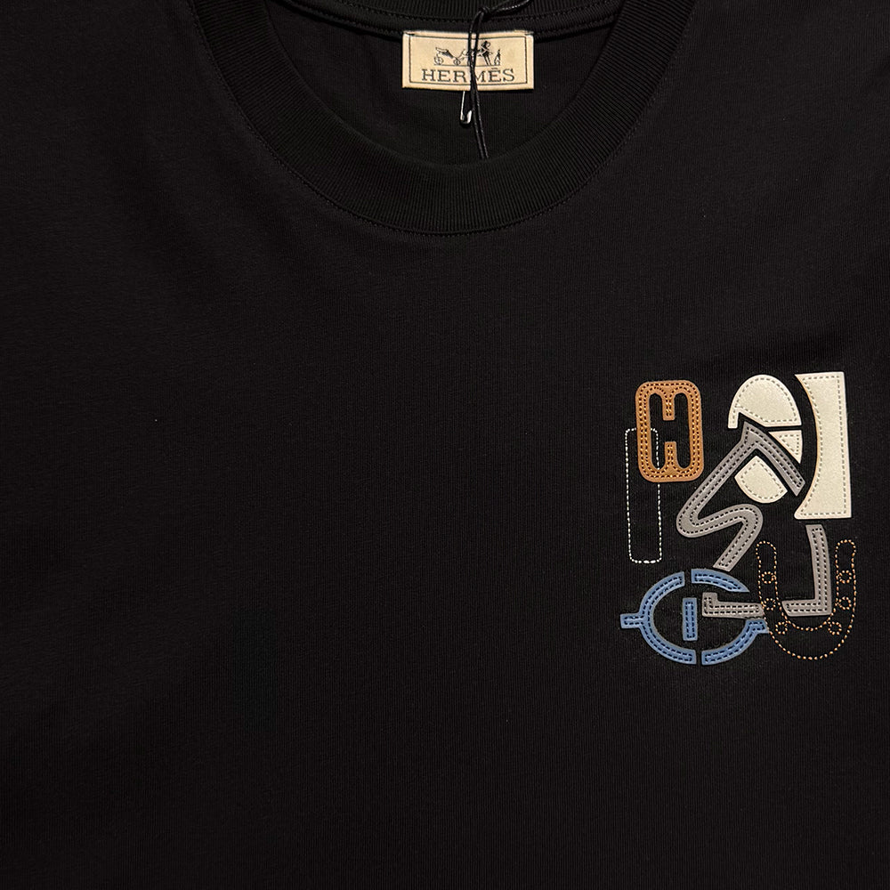 HERMES "H Puzzle" T-shirt With Leather Detail