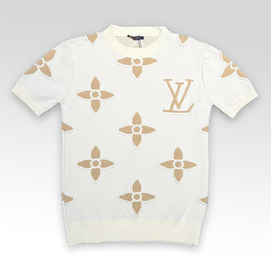 LV Short-Sleeved Cotton Crewneck Knitwear