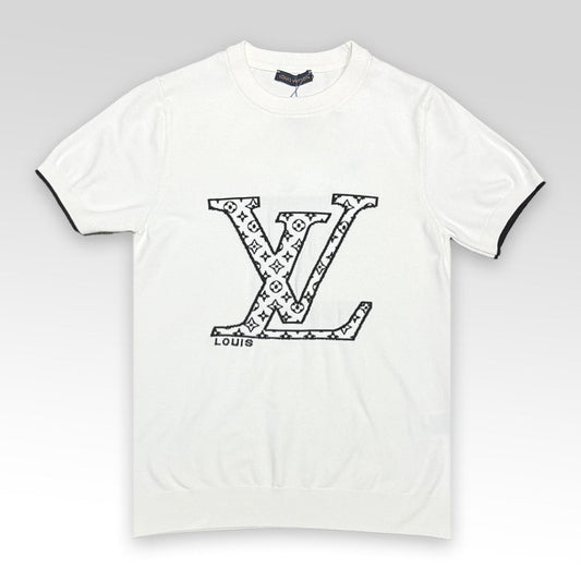 LV Short-Sleeved Cotton Crewneck Knitwear